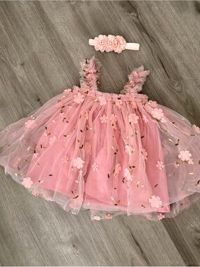 Amazon Pink Tulle Dress with Headband Size 12M